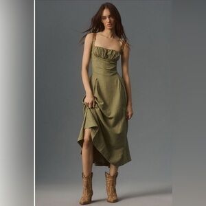 Utility Square-Neck A-Line Midi Dress